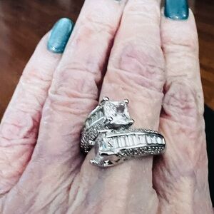 Sparkling Silver-Tone Clear Crystal Wrap Ring - Elegant Women’s Jewelry CZ